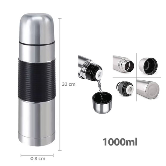 Double wall stainless steel vacuum flask + nonslip band