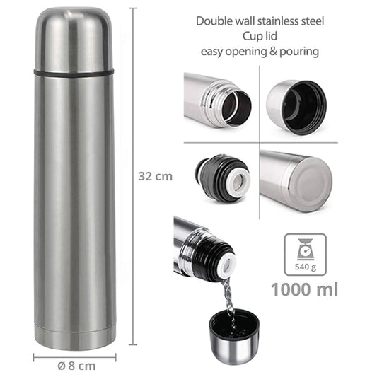 Double wall stainless steel vacuum insulated flask