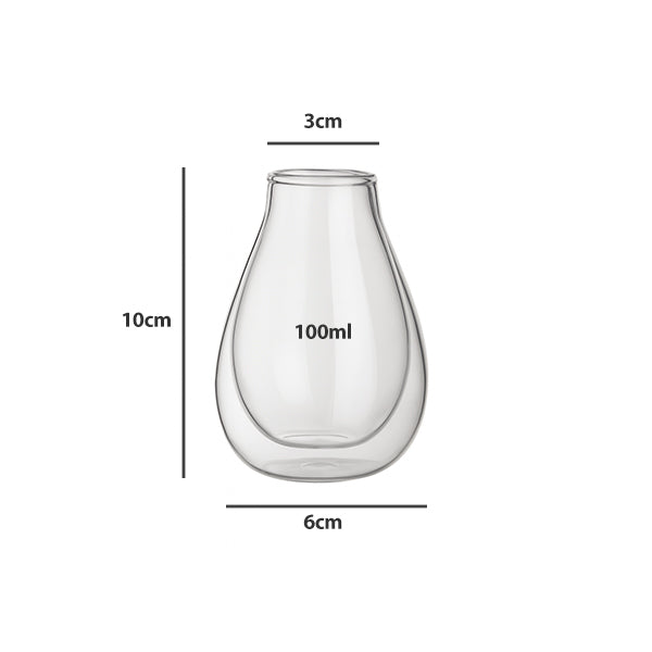 100ml borosilicate double wall yerba mate cup tear-drop shape+straw