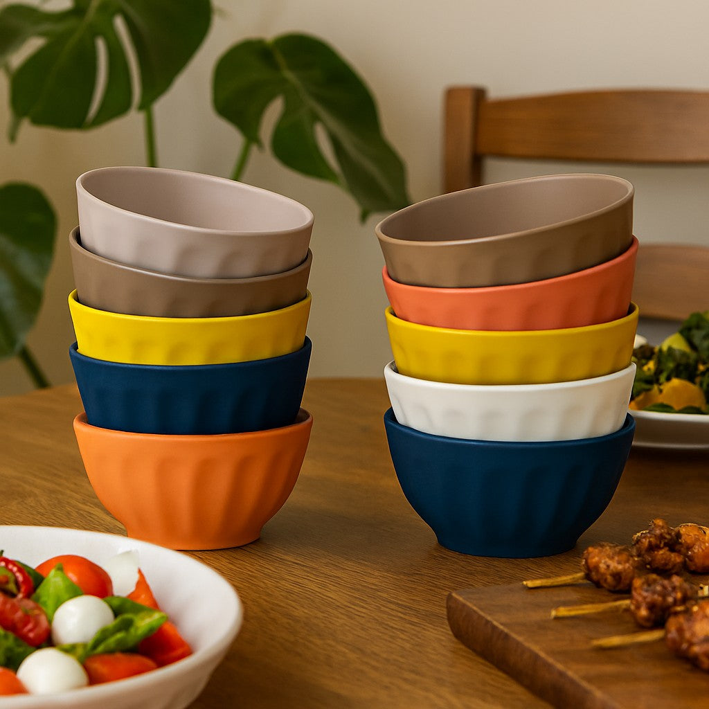 10pcs set colored ceramic bowls 4.25''