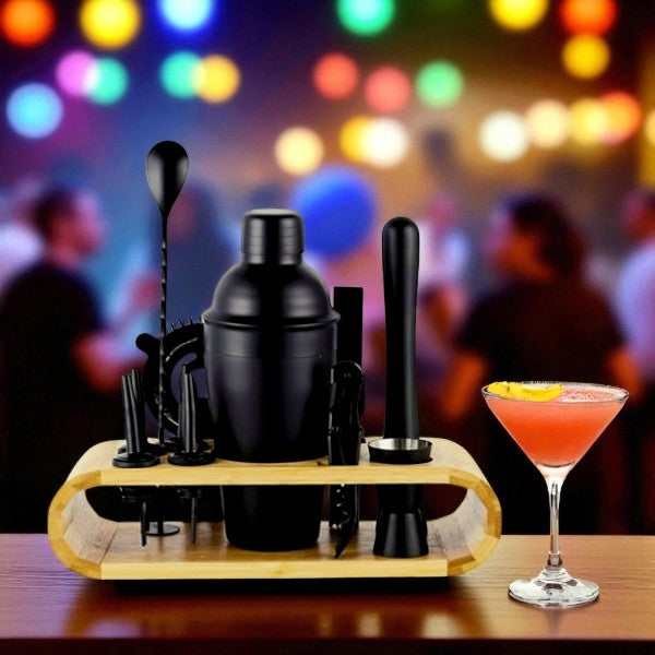 High quality stainless steel 12 pcs Black Cocktail shaker set