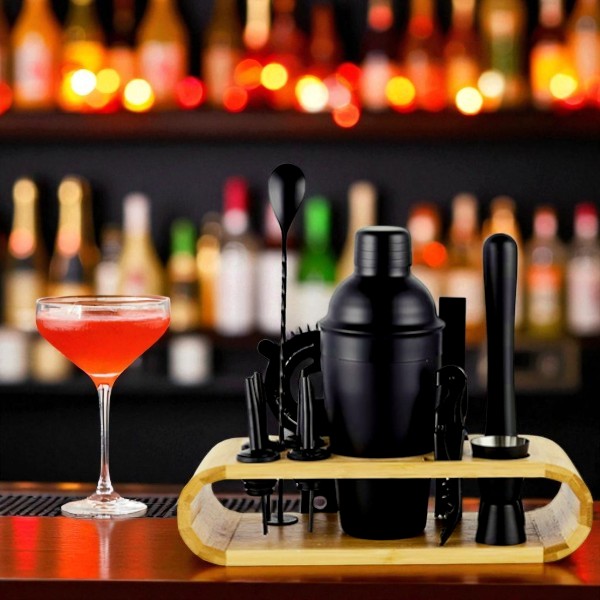 High quality stainless steel 12 pcs Black Cocktail shaker set