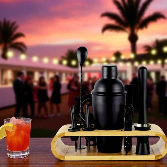 High quality stainless steel 12 pcs Black Cocktail shaker set
