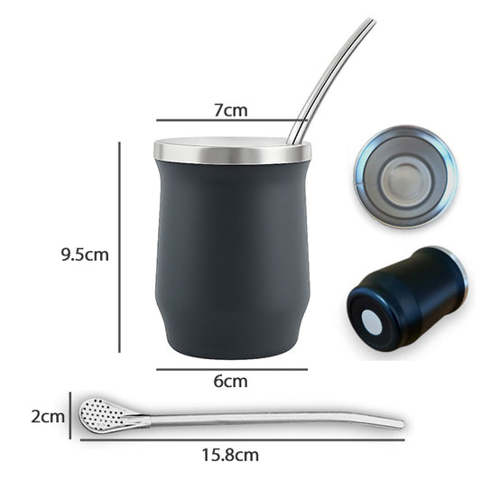 180ml yerba mate colored double wall stainless steel + straw