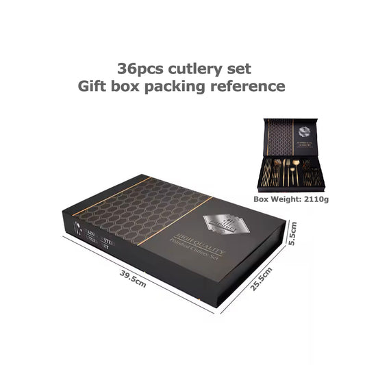 Elegant 36 pcs stainless steel gold polished cutlery set