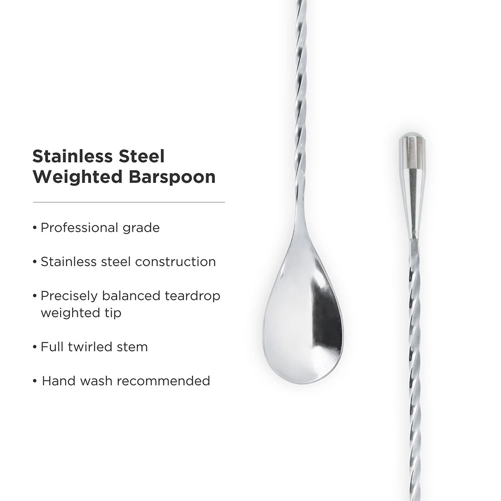 Stainless steel 39.6cm tear drop cocktail twisted mixing spoon