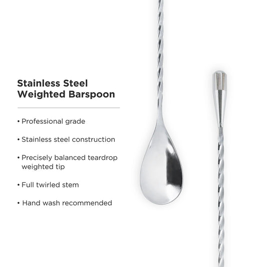Stainless steel 39.6cm tear drop cocktail twisted mixing spoon