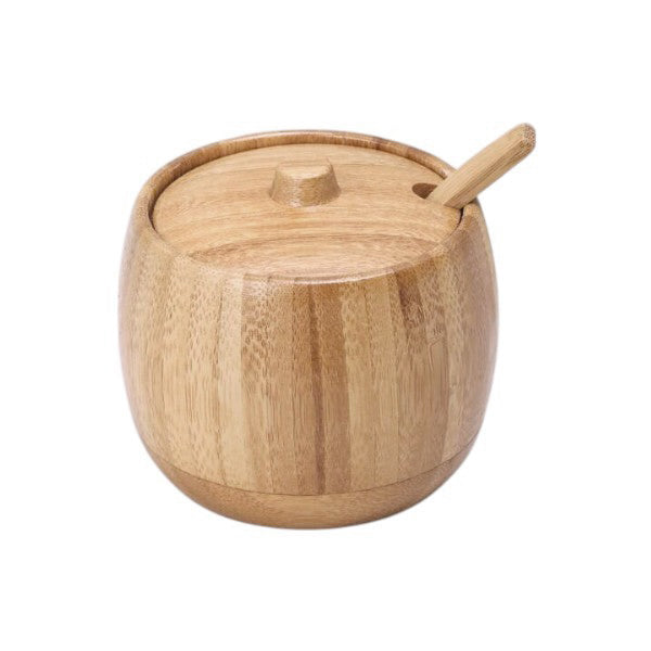 Bamboo sugar/salt bowl with lid & spoon