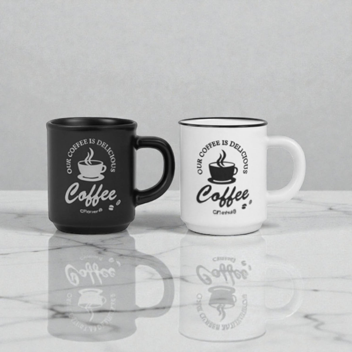 Ceramic elegant Duo 90ml coffee cup black & white set of 2