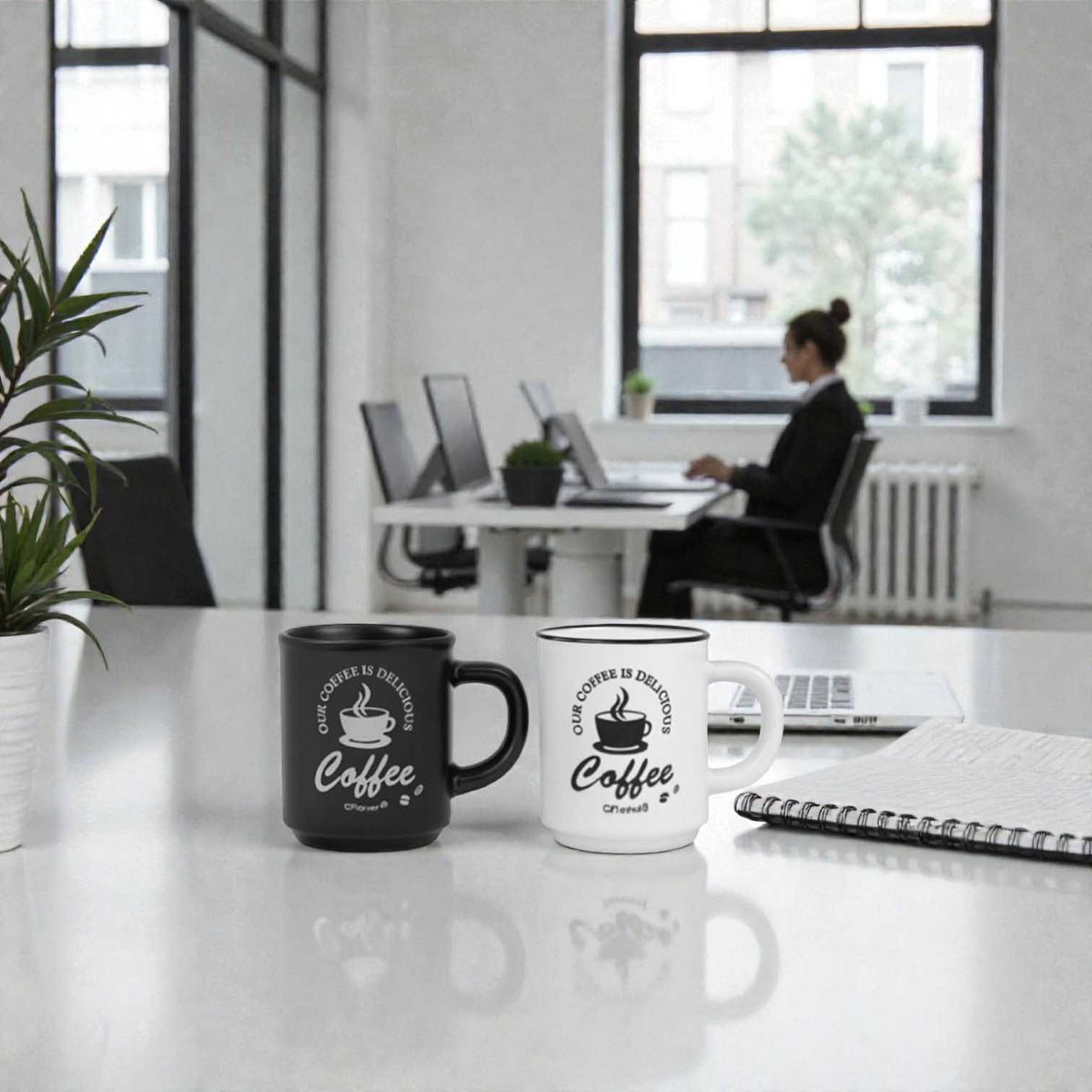Ceramic elegant Duo 90ml coffee cup black & white set of 2