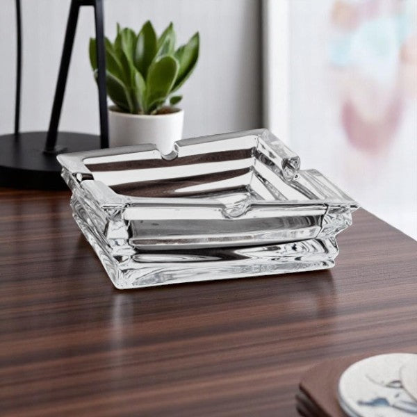 Elegant square glass ashtray 10cm
