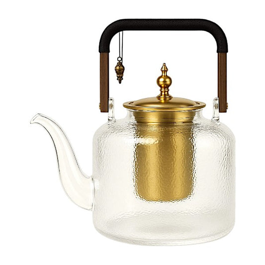 Heat resistant frosted glass tea pot with filter strainer 1500ml