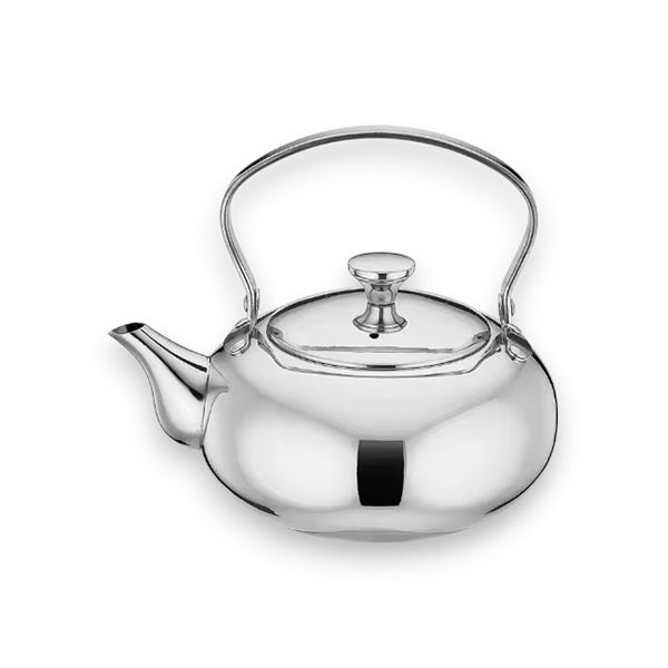 High quality stainless steel flat round teapot