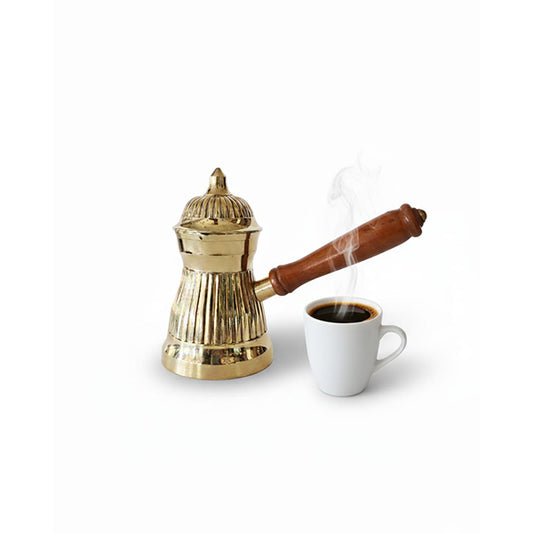 Brass art coffee warmer pot with lid