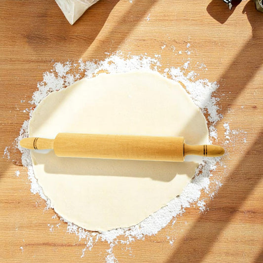 Natural wood mechanical handle rolling pin 46cm
