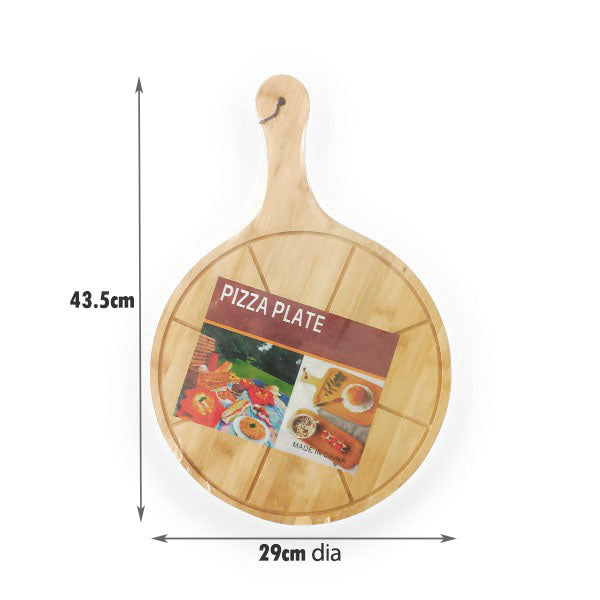 Pizza serving wooden cutting board with handle 29cm