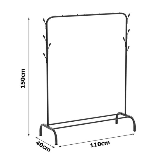 Single pole clothes hanging rack with wheels