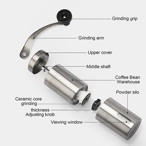 Stainless steel manual coffee grinder