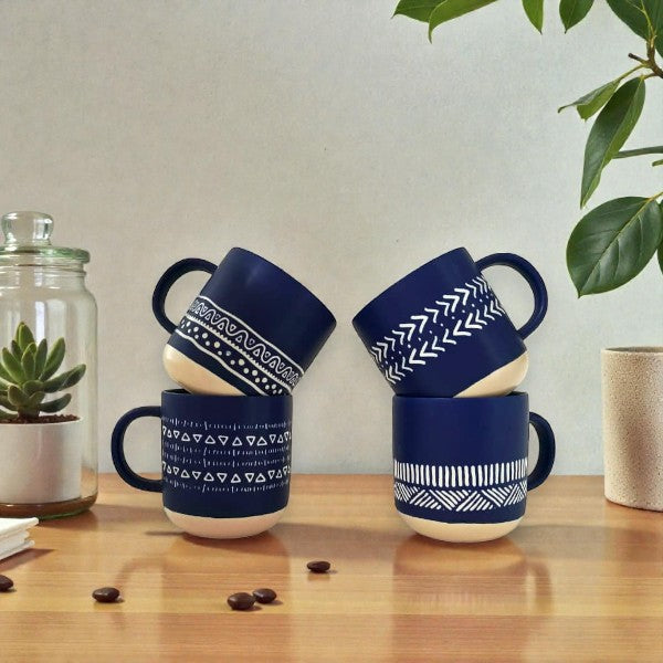 4pcs Tribal ceramic mug gift set