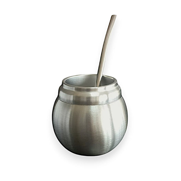 Yerba mate cup stainless steel belly double wall & straw