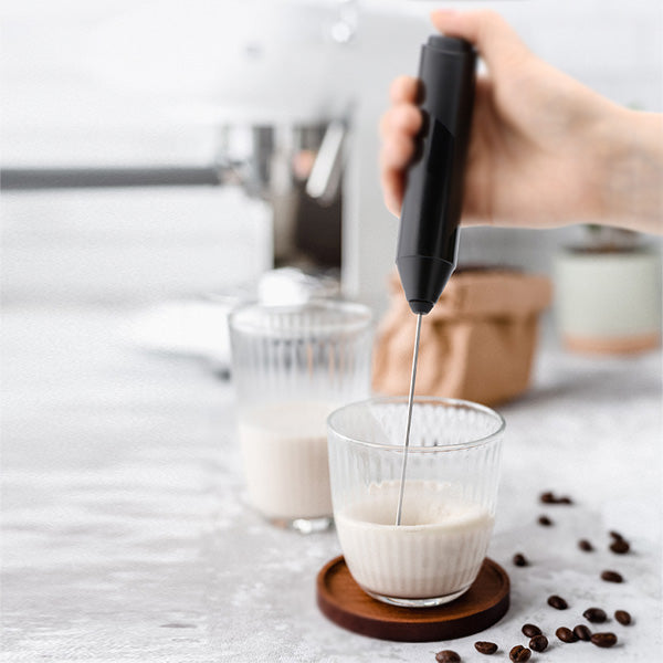 Stainless Steel Coffee Mixer Stirrer Handheld Milk frother with stand -Battery Operated