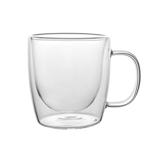 250 ml double wall glass cup with handle