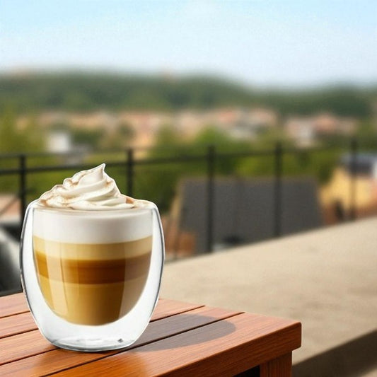 250 ml double wall glass cup without handle