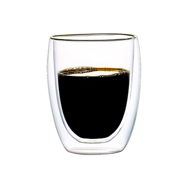 350 ml double wall glass cup without handle