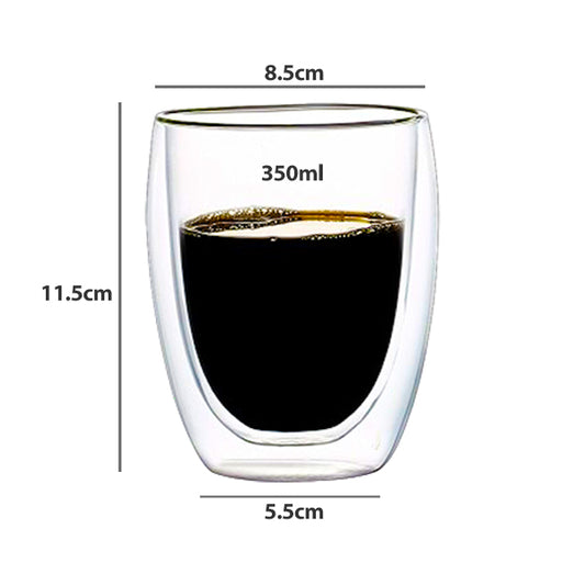 350 ml double wall glass cup without handle