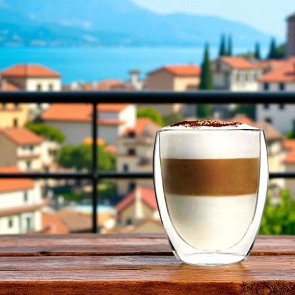 350 ml double wall glass cup without handle