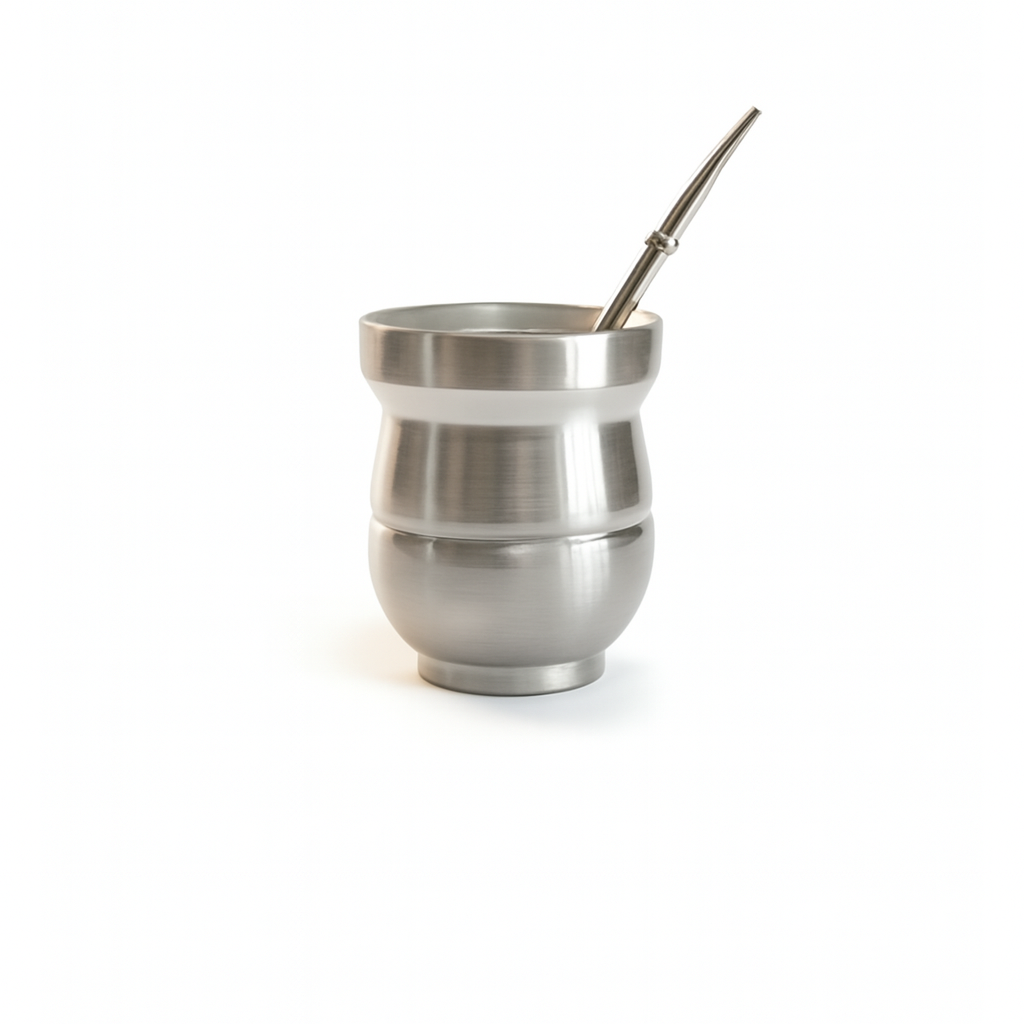 Yerba Mate cup stainless steel double wall & straw