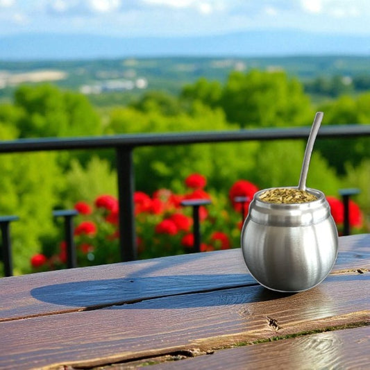 Yerba mate cup stainless steel belly double wall & straw