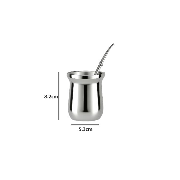 100 ml yerba mate glossy colored double wall stainless steel cup + straw