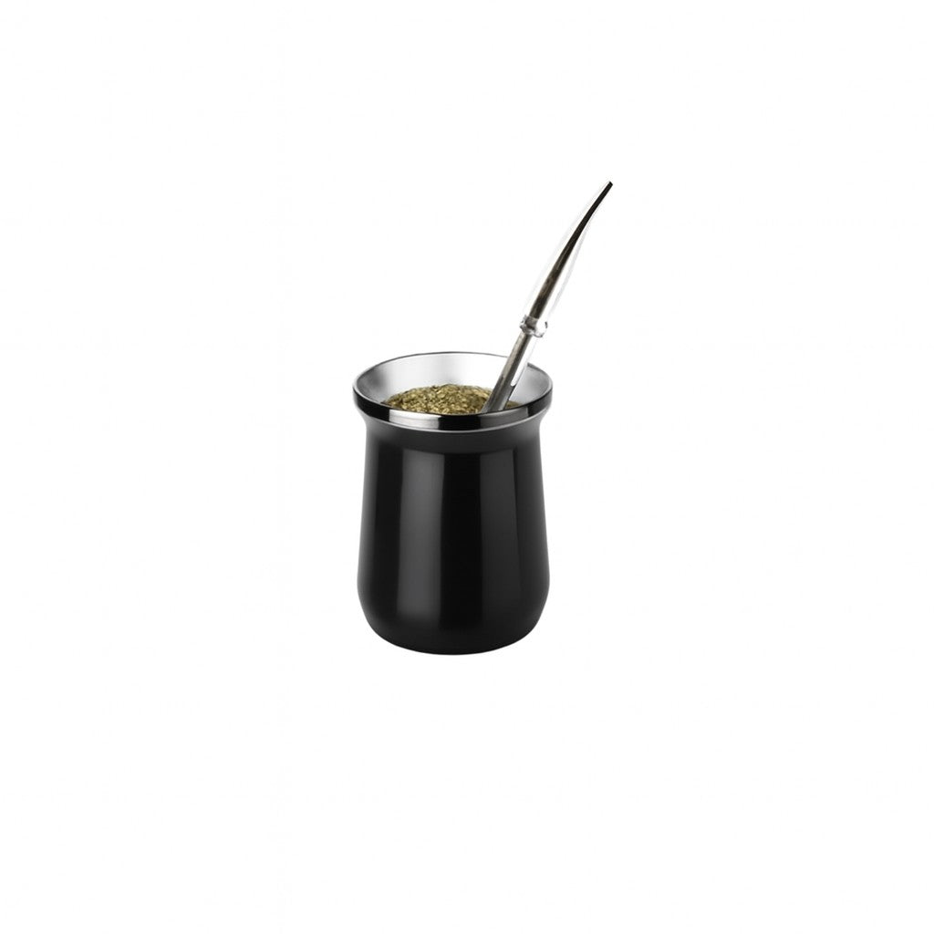 100 ml yerba mate glossy colored double wall stainless steel cup + straw