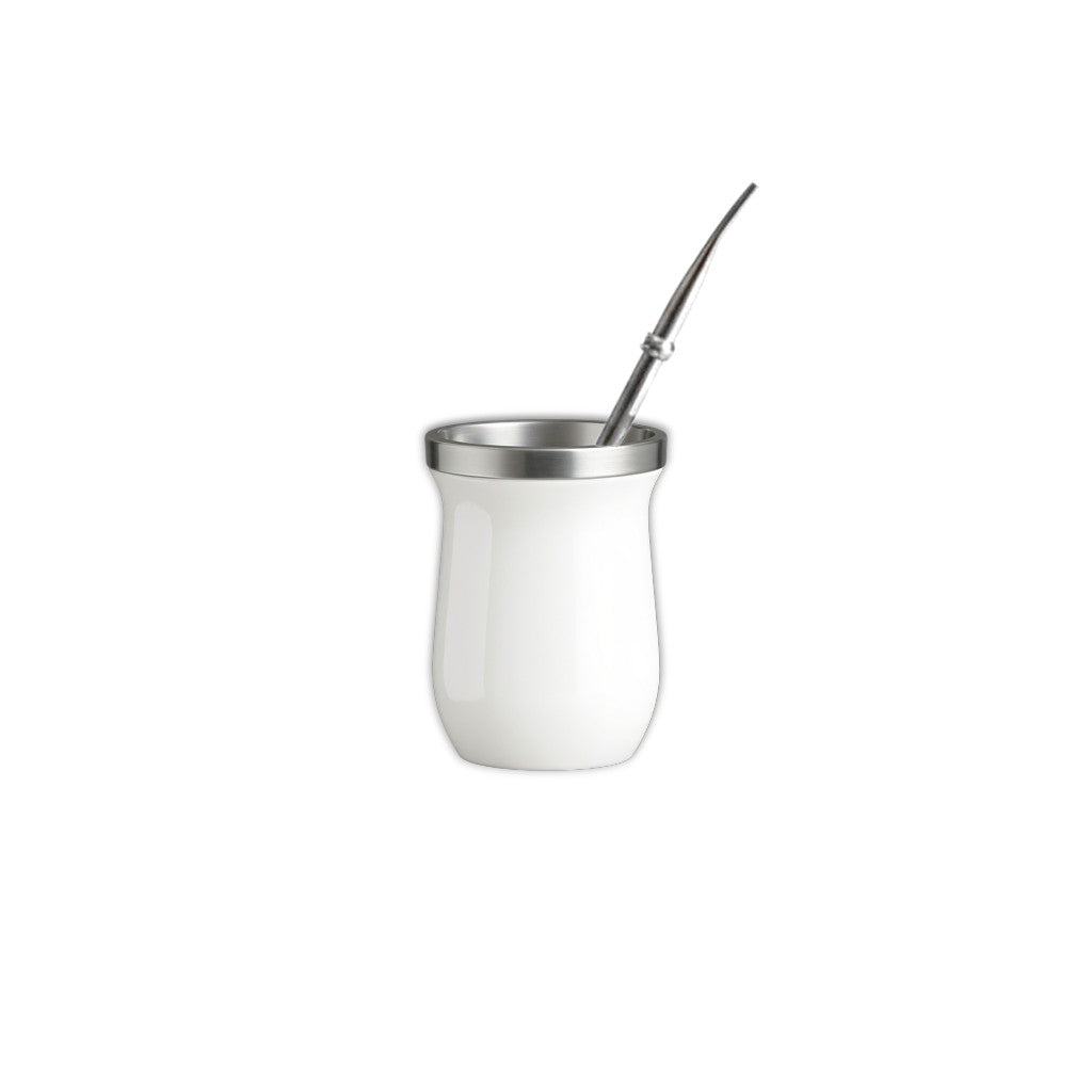 100 ml yerba mate glossy colored double wall stainless steel cup + straw