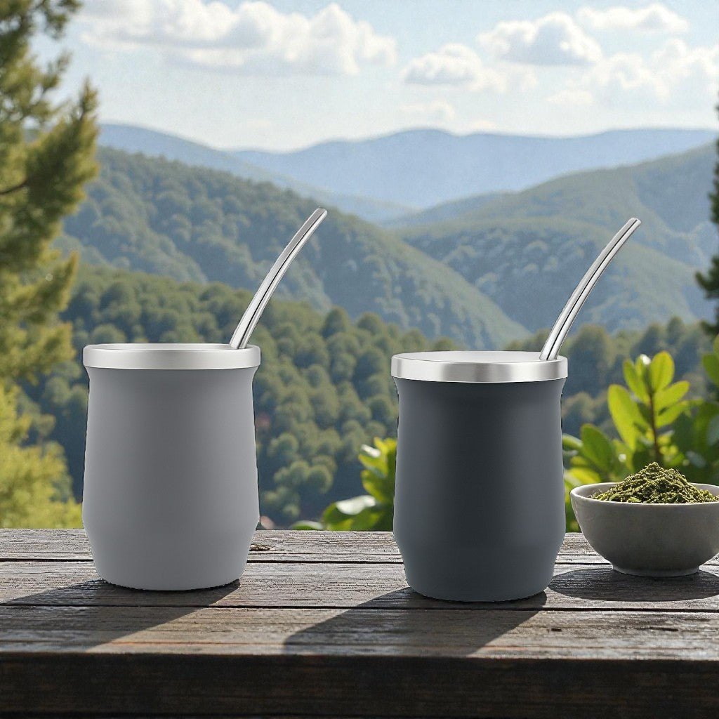 180ml yerba mate colored double wall stainless steel + straw