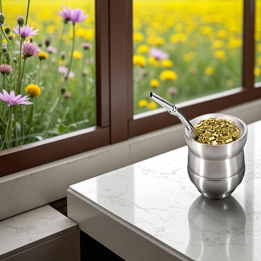 Yerba Mate cup stainless steel double wall & straw