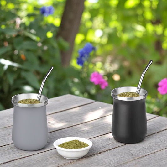 yerba mate colored double wall stainless steel + straw