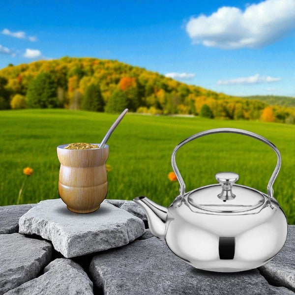 High quality stainless steel flat round teapot 1.5L