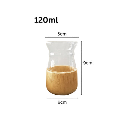 120ml Yerba mate cup clear glass+bamboo base+straw