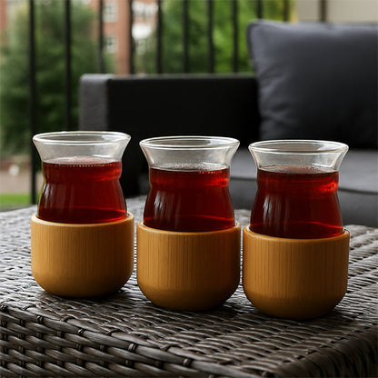 120ml Yerba mate cup clear glass+bamboo base+straw