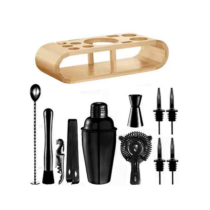 High quality stainless steel 12 pcs Black Cocktail shaker set