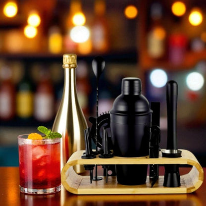 High quality stainless steel 12 pcs Black Cocktail shaker set