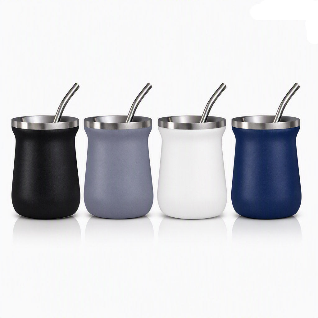 260 ml yerba mate colored double wall stainless steel + straw