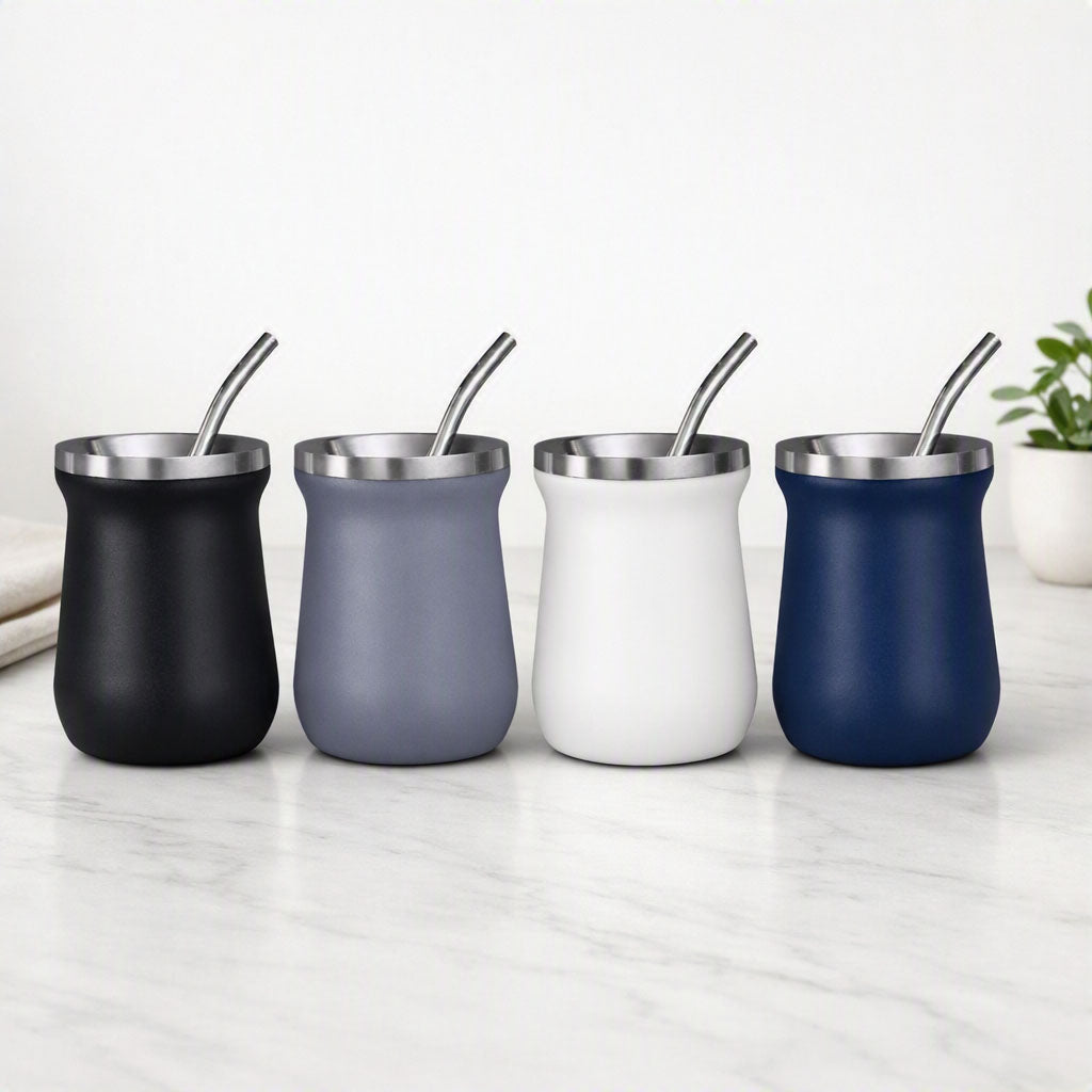 260 ml yerba mate colored double wall stainless steel + straw