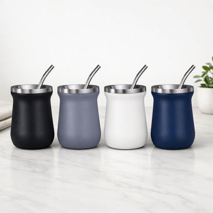 260 ml yerba mate colored double wall stainless steel + straw