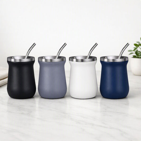 260 ml yerba mate colored double wall stainless steel + straw