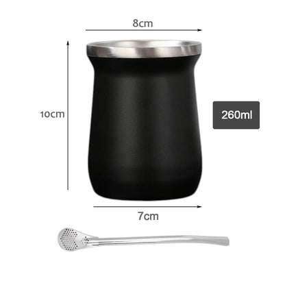 260 ml yerba mate colored double wall stainless steel + straw
