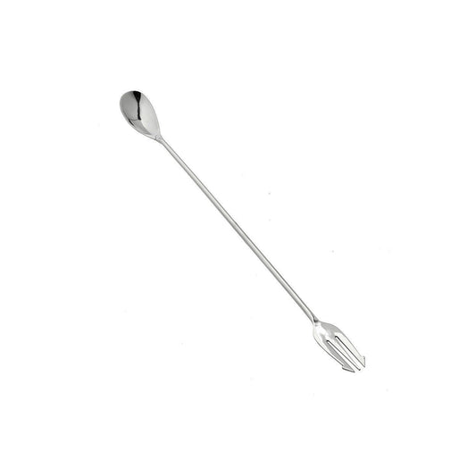 2 in 1 stainless steel 32cm cocktail mixing spoon & fork