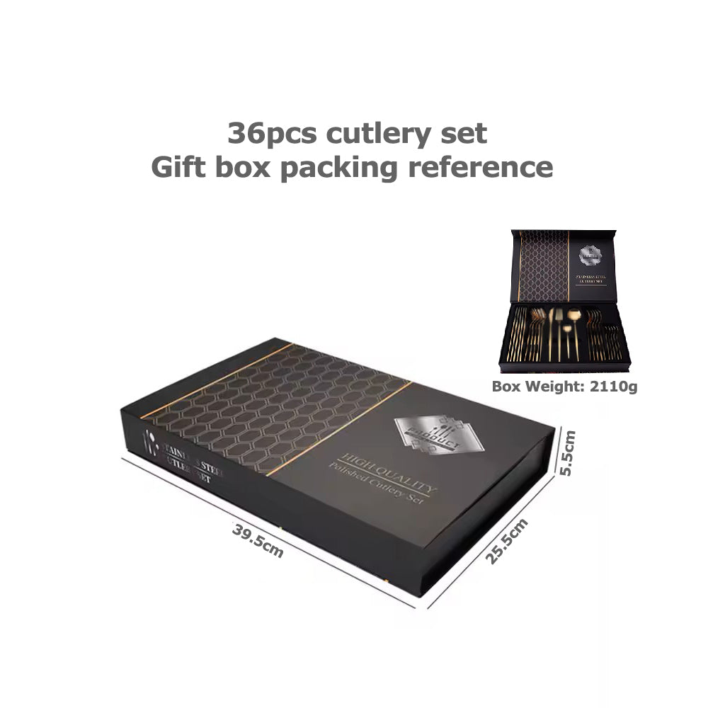 Elegant 36 pcs stainless steel Rose gold polished cutlery set